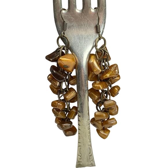 Bundle of 4 Brown Crystal & Bead Cluster Earrings Vintage Style Boho Statement - Picture 2 of 10